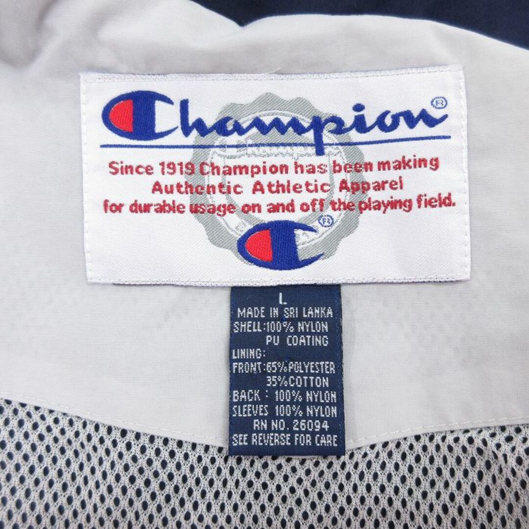 Champion(チャンピオン)のXL★古着 チャンピオン Champion 長袖 ナイロン ジャケット メンズ 00年代 00s ペンシルベニア 大学 ラグラン マルチカラー 紺 ネイビー 内側メッシュ 24may10 中古 アウター ウインドブレーカー メンズのジャケット/アウター(ダッフルコート)の商品写真