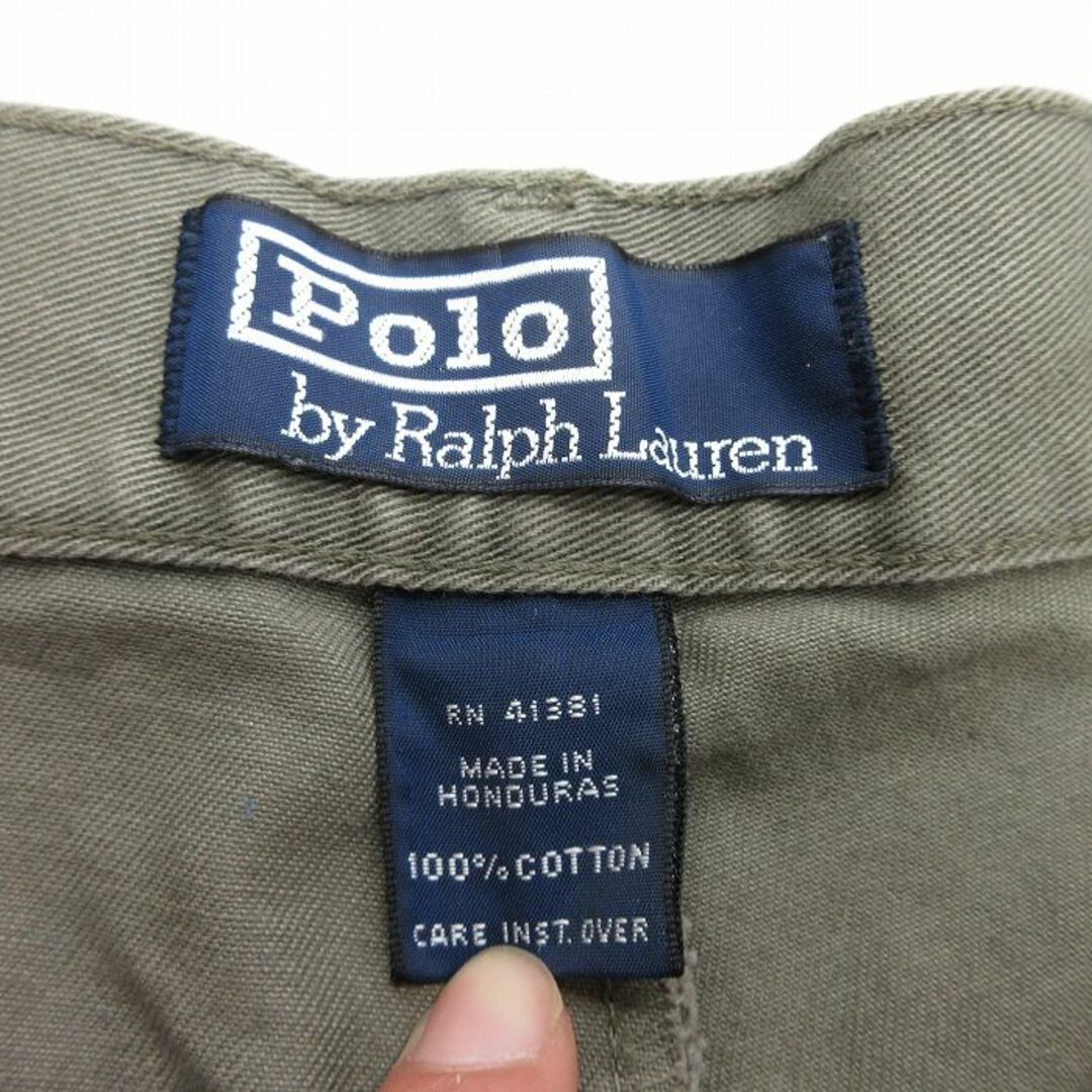 Ralph Lauren(ラルフローレン)のW34★古着 ラルフローレン Ralph Lauren ショート ブランド チノ パンツ ショーツ チノパン メンズ 90年代 90s コットン 濃緑系 グリーン 【spe】 24may10 中古 ボトムス 短パン ショーパン メンズのパンツ(ワークパンツ/カーゴパンツ)の商品写真