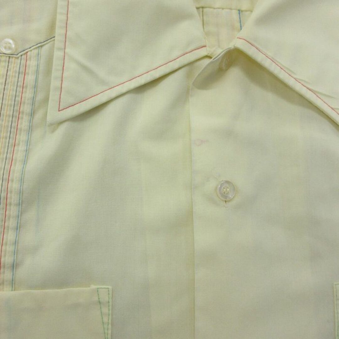 L★古着 半袖 キューバ シャツ メンズ 70年代 70s 黄 イエロー 24may10 中古 トップス メンズのトップス(シャツ)の商品写真