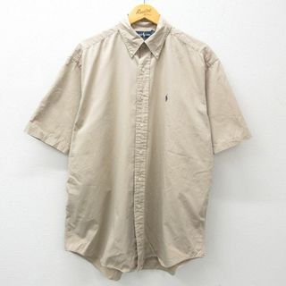 ラルフローレン(Ralph Lauren)のXL★古着 ラルフローレン Ralph Lauren 半袖 ブランド シャツ メンズ 90年代 90s ワンポイントロゴ BLAKE 大きいサイズ コットン ボタンダウン ベージュ カーキ 24may10 中古 トップス(シャツ)