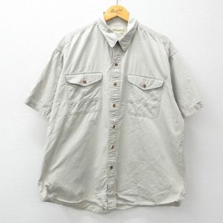 XL★古着 セントジョンズベイ 半袖 シャツ メンズ 90年代 90s 大きいサイズ コットン ベージュ カーキ 24may10 中古 トップス(シャツ)