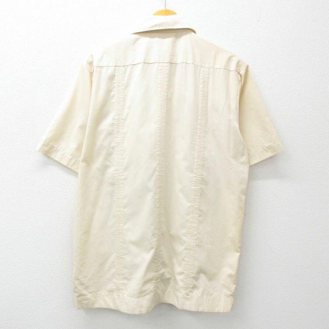 XL★古着 半袖 キューバ シャツ メンズ 80年代 80s 刺繍 ベージュ カーキ 24may10 中古 トップス メンズのトップス(シャツ)の商品写真