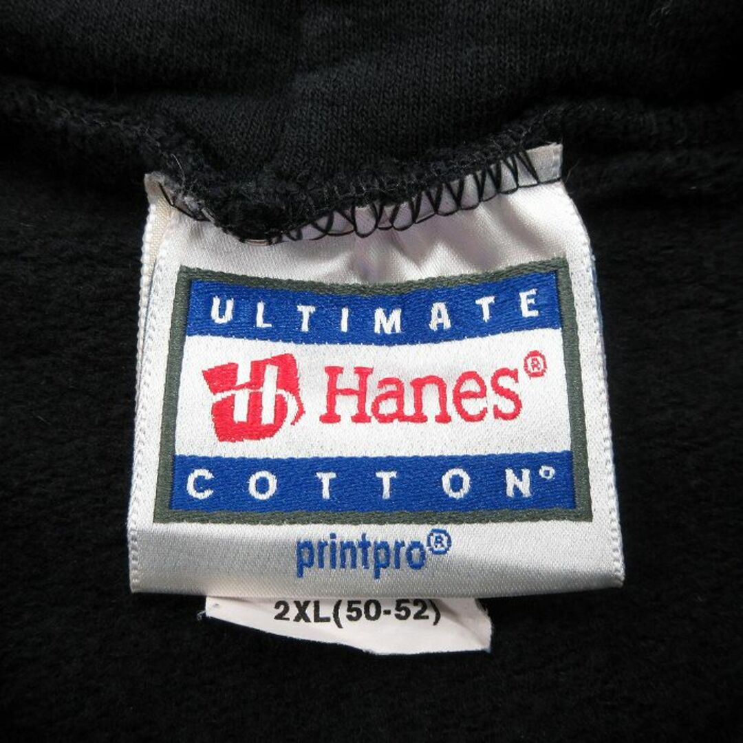 Hanes(ヘインズ)のXL★古着 ヘインズ Hanes 長袖 スウェット パーカー メンズ 00年代 00s ピース 大きいサイズ 黒 ブラック 24may10 中古 スエット トレーナー トップス メンズのトップス(パーカー)の商品写真