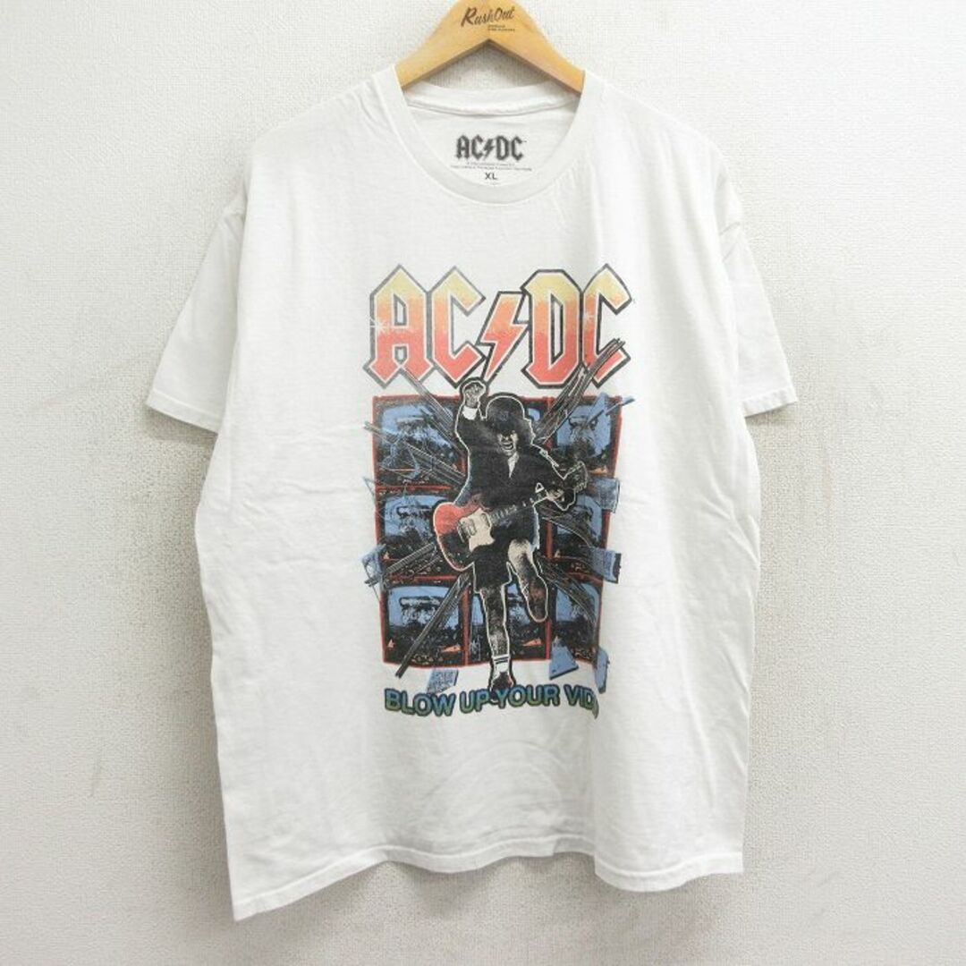 XL★古着 半袖 ロック バンド Tシャツ メンズ AC/DC コットン クルーネック 白 ホワイト 24may10 中古 メンズのトップス(Tシャツ/カットソー(半袖/袖なし))の商品写真