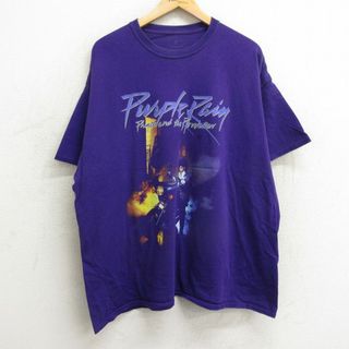 XL★古着 半袖 ロック バンド Tシャツ メンズ プリンス 大きいサイズ コットン クルーネック 紫 パープル 24may10 中古(Tシャツ/カットソー(半袖/袖なし))