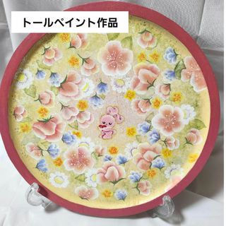 トールペイント作品☆壁掛け飾り☆うさぎ☆花柄(ウェルカムボード)