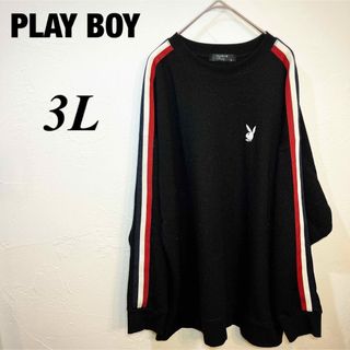 プレイボーイ(PLAYBOY)のPLAYBOY スウェット パーカー ロゴ刺繍 バックプリント 3L 黒(トレーナー/スウェット)