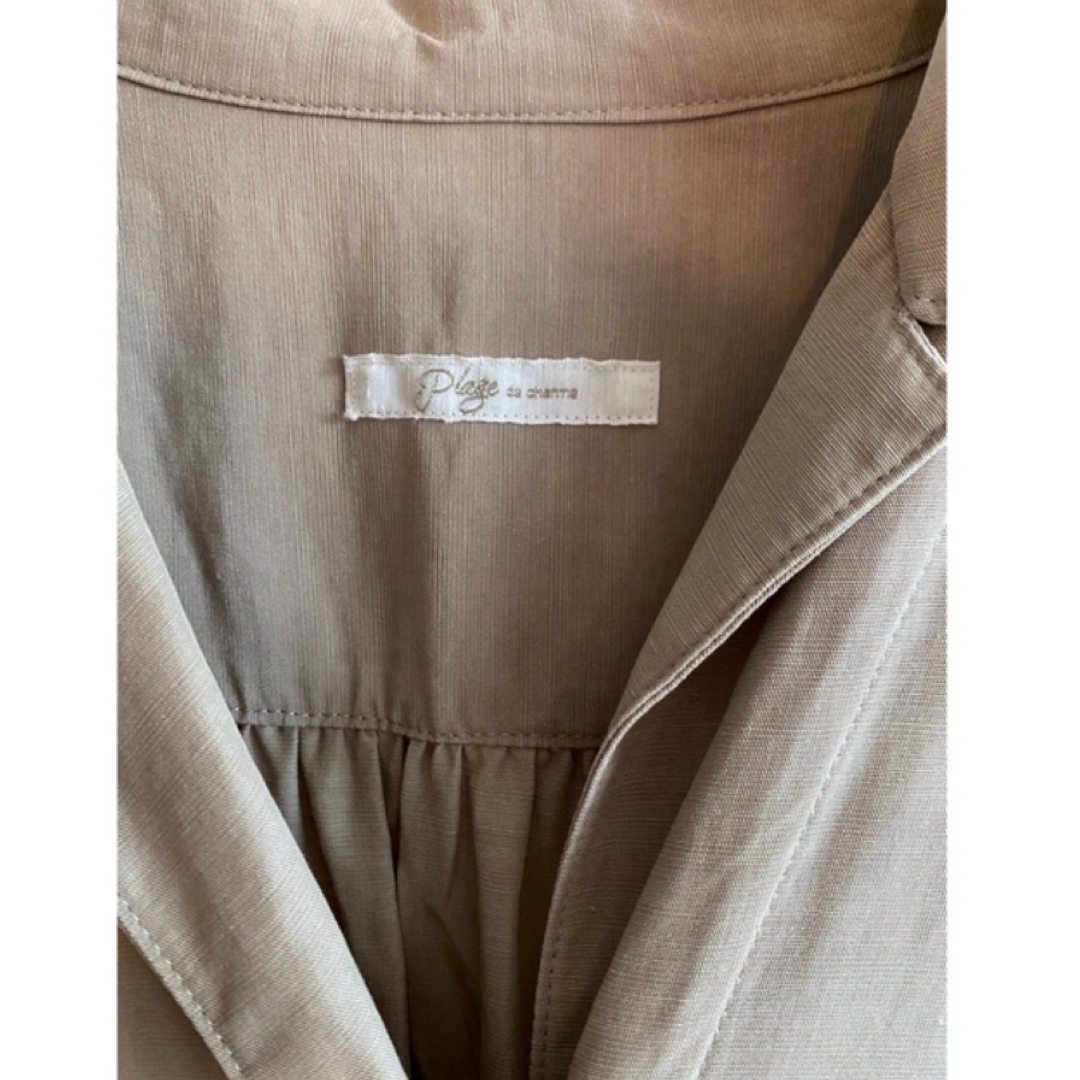 Plage(プラージュ)のplage TEN/LI リボン付シャツドレス　シャツワンピース　ベージュ レディースのワンピース(ロングワンピース/マキシワンピース)の商品写真