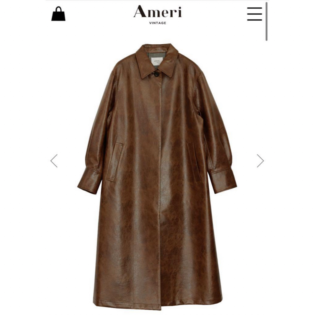 Ameri VINTAGE(アメリヴィンテージ)のAmeri vintage CRASH FAKE LEATHER COAT レディースのジャケット/アウター(ロングコート)の商品写真