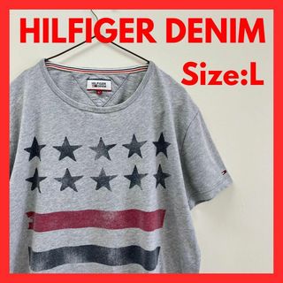 ヒルフィガーデニム(HILFIGER DENIM)の【美品】古着　フィルフィガー　デニム　Tシャツ　グレー　メンズ　L(Tシャツ/カットソー(半袖/袖なし))