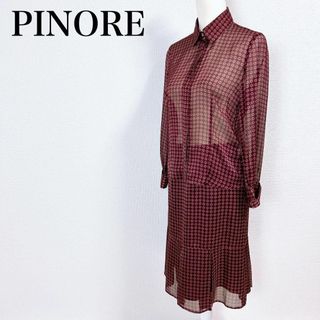 ピノーレ(PINOLE)の■PINOREピノーレ 水玉 シアー 総柄セットアップ ブラウス フレア(スーツ)