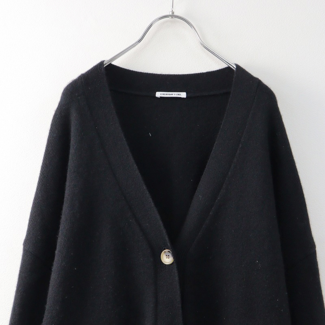 DEUXIEME CLASSE(ドゥーズィエムクラス)の定価3.9万 2021AW ドゥーズィエムクラス Deuxieme Classe ビッグカーディガン Big Cardigan /ブラック カシミヤブレンド【2400013859745】 レディースのトップス(カーディガン)の商品写真