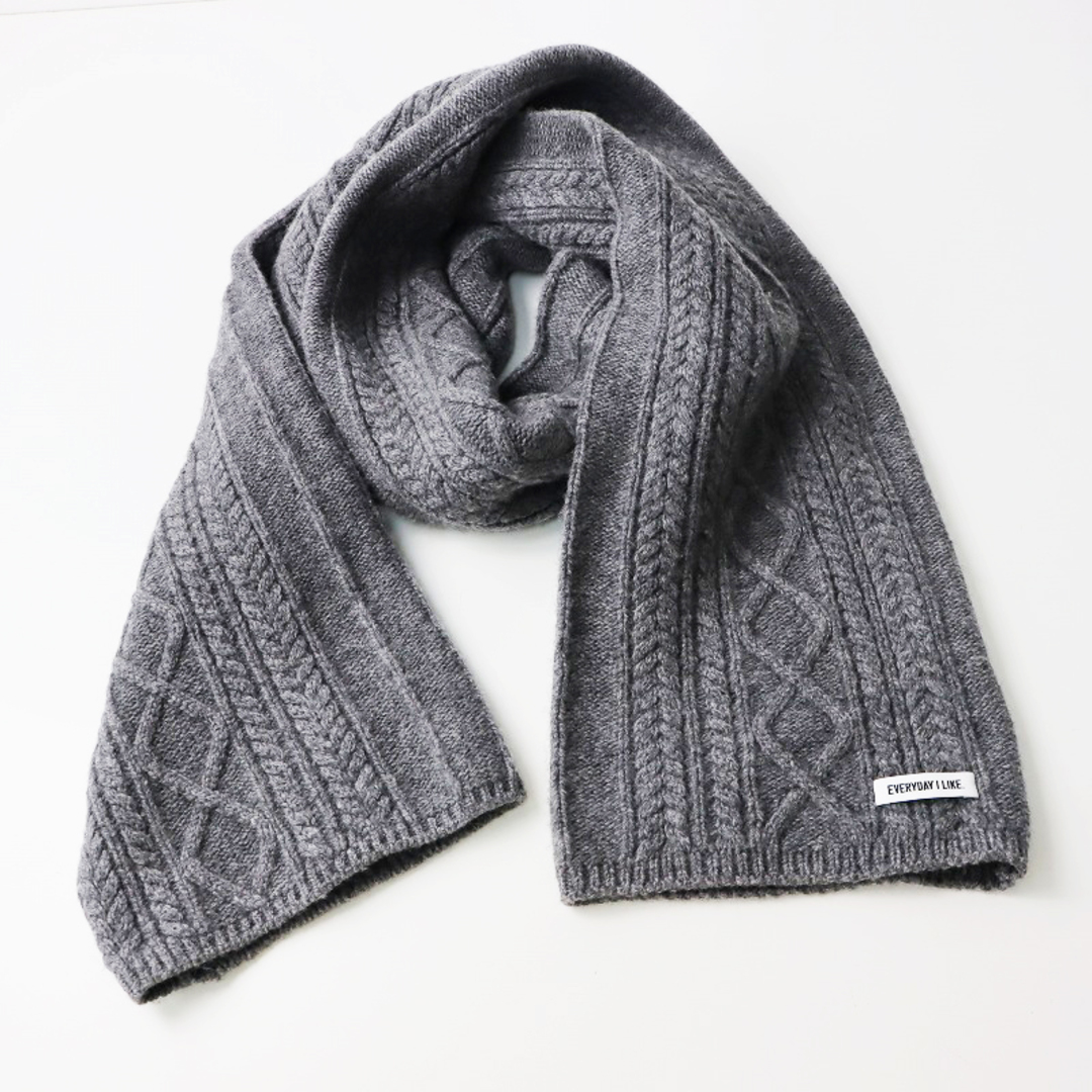 DEUXIEME CLASSE(ドゥーズィエムクラス)の美品 ドゥーズィエムクラス Deuxieme Classe Cable Scarf ケーブルスカーフ/グレー【2400013855044】 レディースのファッション小物(マフラー/ショール)の商品写真