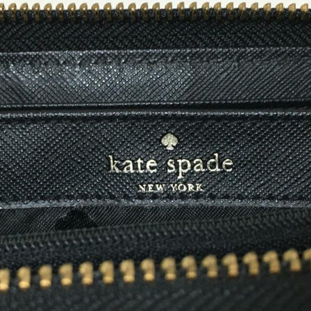 kate spade new york(ケイトスペードニューヨーク)のKate spade(ケイトスペード) 長財布美品  - WLRU3074 黒×ピンクベージュ×ゴールド ラウンドファスナー/ネコ レザー×金属素材 レディースのファッション小物(財布)の商品写真