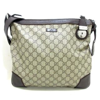 グッチ(Gucci)のGUCCI(グッチ) ショルダーバッグ GGプラス・GGスプリーム 148476 グレーベージュ×ダークブラウン PVC(塩化ビニール)×レザー(ショルダーバッグ)