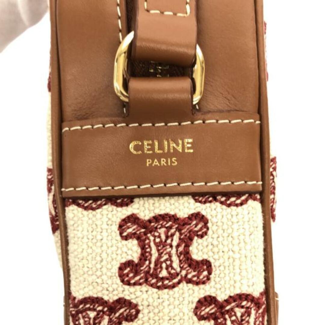 celine(セリーヌ)のCELINE(セリーヌ) ショルダーバッグ美品  カメラバッグ 194332CS8.27FX フォックスレッド(ブラウン×アイボリー×レッド） トリオンフ エンブロイダリーテキスタイル×カーフスキン レディースのバッグ(ショルダーバッグ)の商品写真