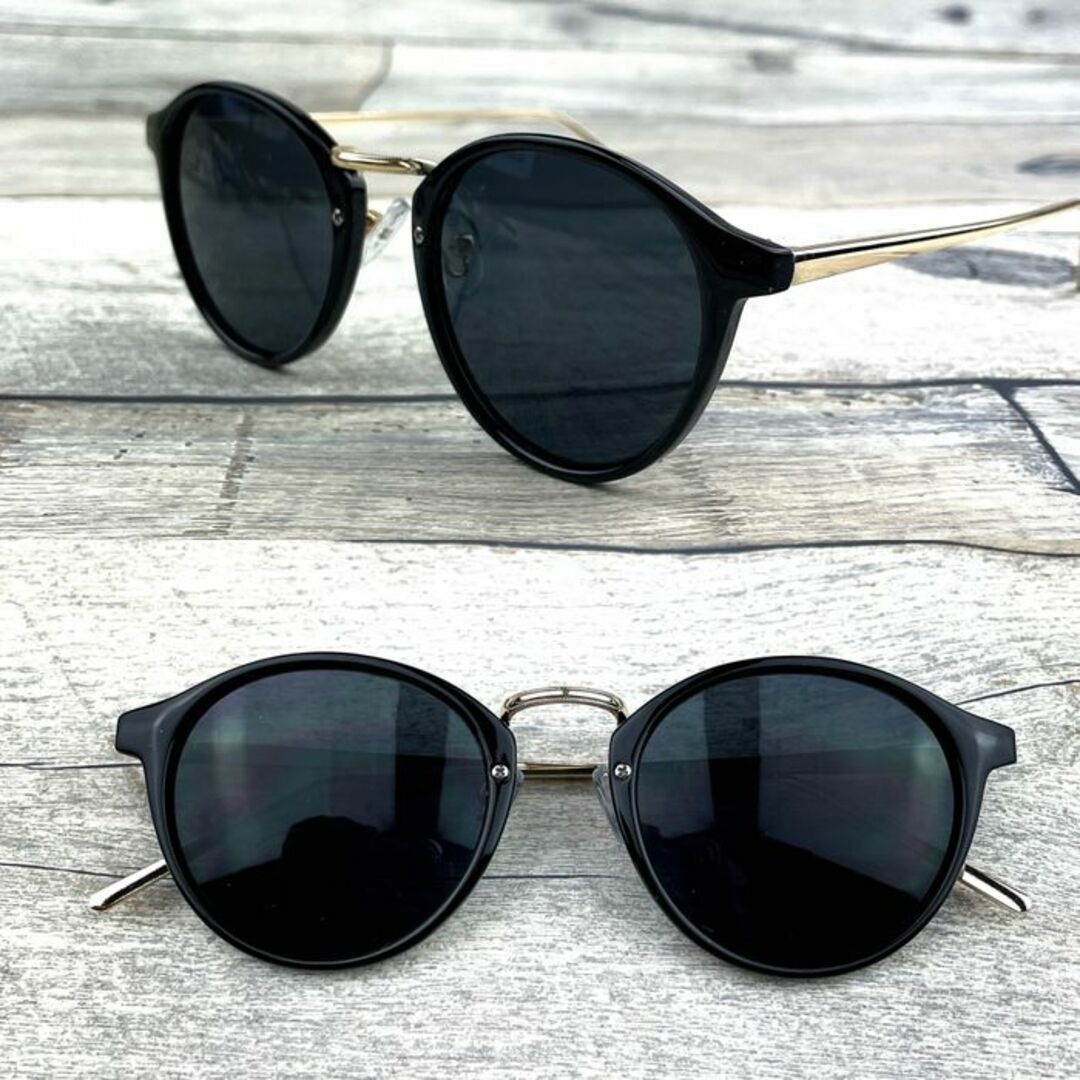 高級 ブラック ゴールド ウェリントン サングラス ボストン 眼鏡 メンズのファッション小物(サングラス/メガネ)の商品写真