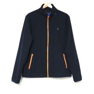 POLO GOLF RalphLauren(ポロゴルフラルフローレン) ブルゾン サイズS・P メンズ - ダークネイビー×オレンジ×ブルー 長袖/ジップアップ/春/秋(ブルゾン)