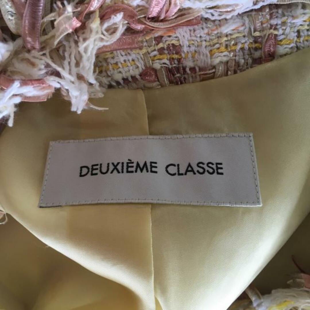 DEUXIEME CLASSE(ドゥーズィエムクラス)のDEUXIEME CLASSE(ドゥーズィエム) ジャケット レディース - アイボリー×ピンクベージュ×マルチ 長袖/ツイード/秋/冬 レディースのジャケット/アウター(その他)の商品写真