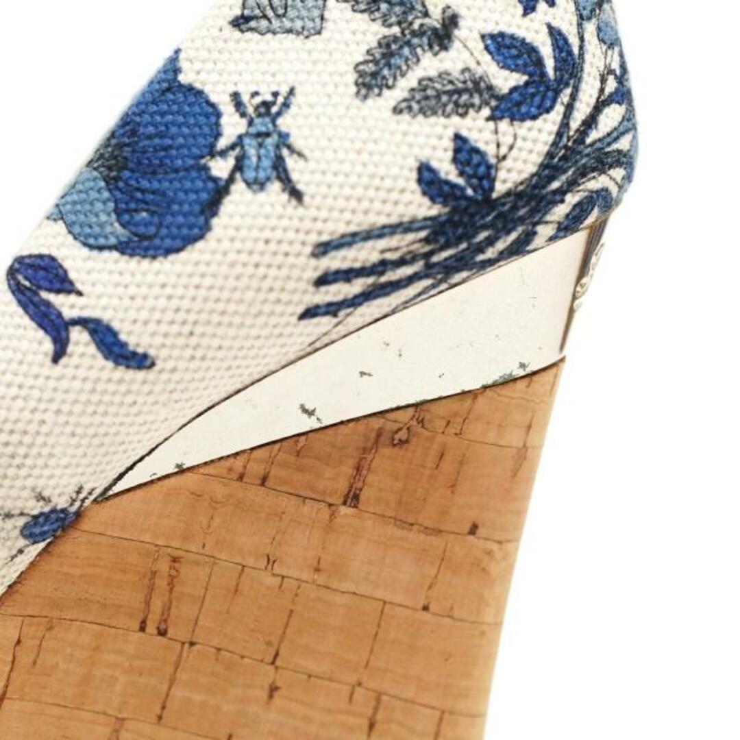 Gucci(グッチ)のGUCCI(グッチ) パンプス 34 1/2 レディース - 172579 白×ブルー 花柄/オープントゥ/ウェッジソール キャンバス×コルク レディースの靴/シューズ(ハイヒール/パンプス)の商品写真