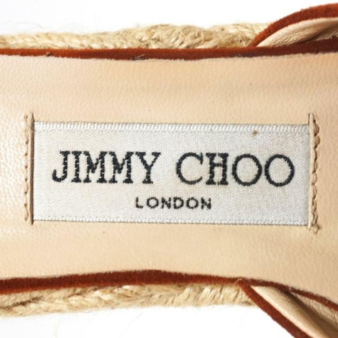 JIMMY CHOO(ジミーチュウ)のJIMMY CHOO(ジミーチュウ) ミュール 35 レディース - ダークブラウン エスパドリーユ/ウェッジソール/オープントゥ スエード×麻 レディースの靴/シューズ(ミュール)の商品写真