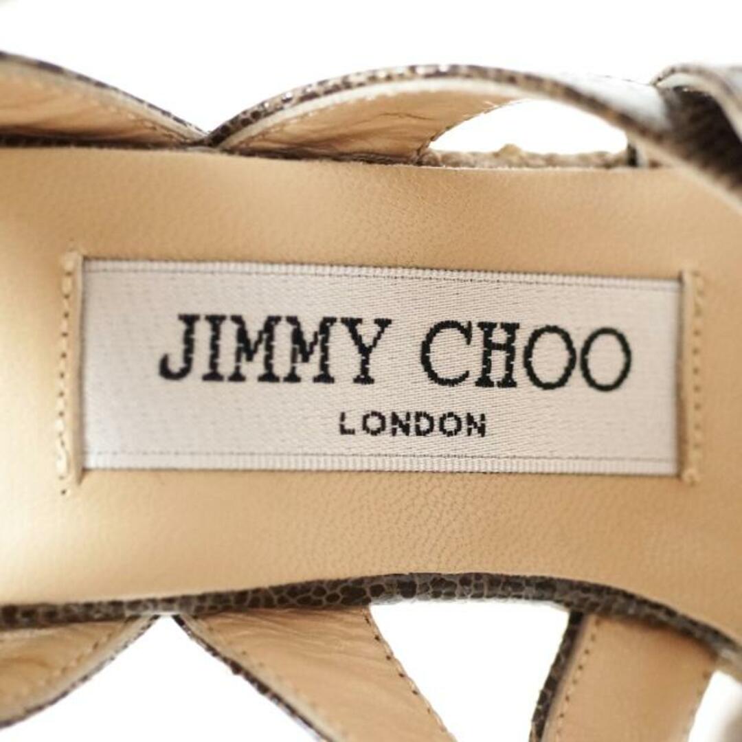 JIMMY CHOO(ジミーチュウ)のJIMMY CHOO(ジミーチュウ) サンダル 35 レディース美品  - ダークブラウン 型押し加工/ウェッジソール レザー レディースの靴/シューズ(サンダル)の商品写真