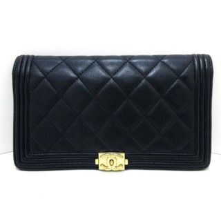 シャネル(CHANEL)のCHANEL(シャネル) 長財布美品  ボーイシャネル,マトラッセ ダークネイビー ゴールド金具 ラムスキン(財布)