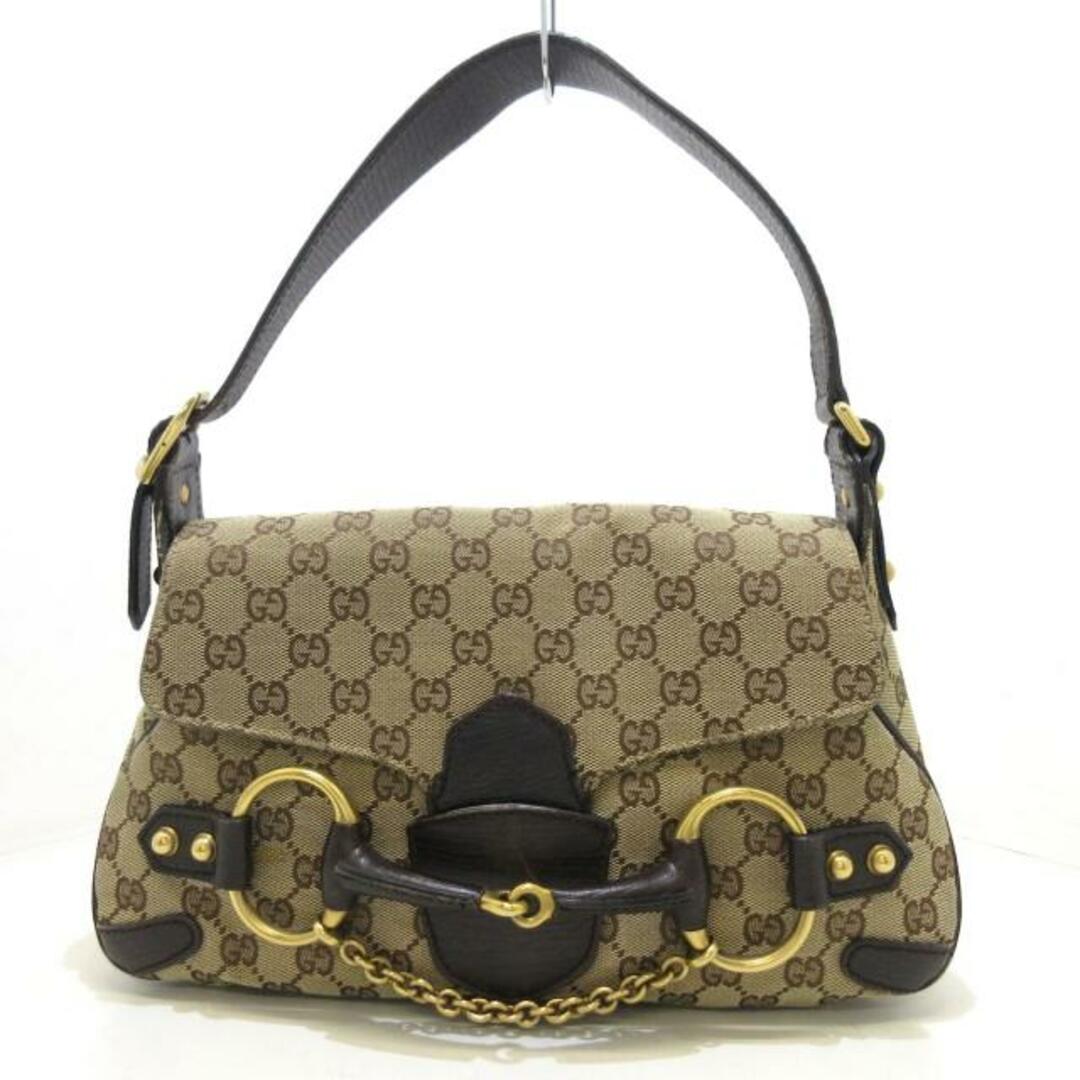 Gucci(グッチ)のGUCCI(グッチ) ハンドバッグ GG柄/ホースビット 114915 ベージュ×ダークブラウン ジャガード×レザー レディースのバッグ(ハンドバッグ)の商品写真