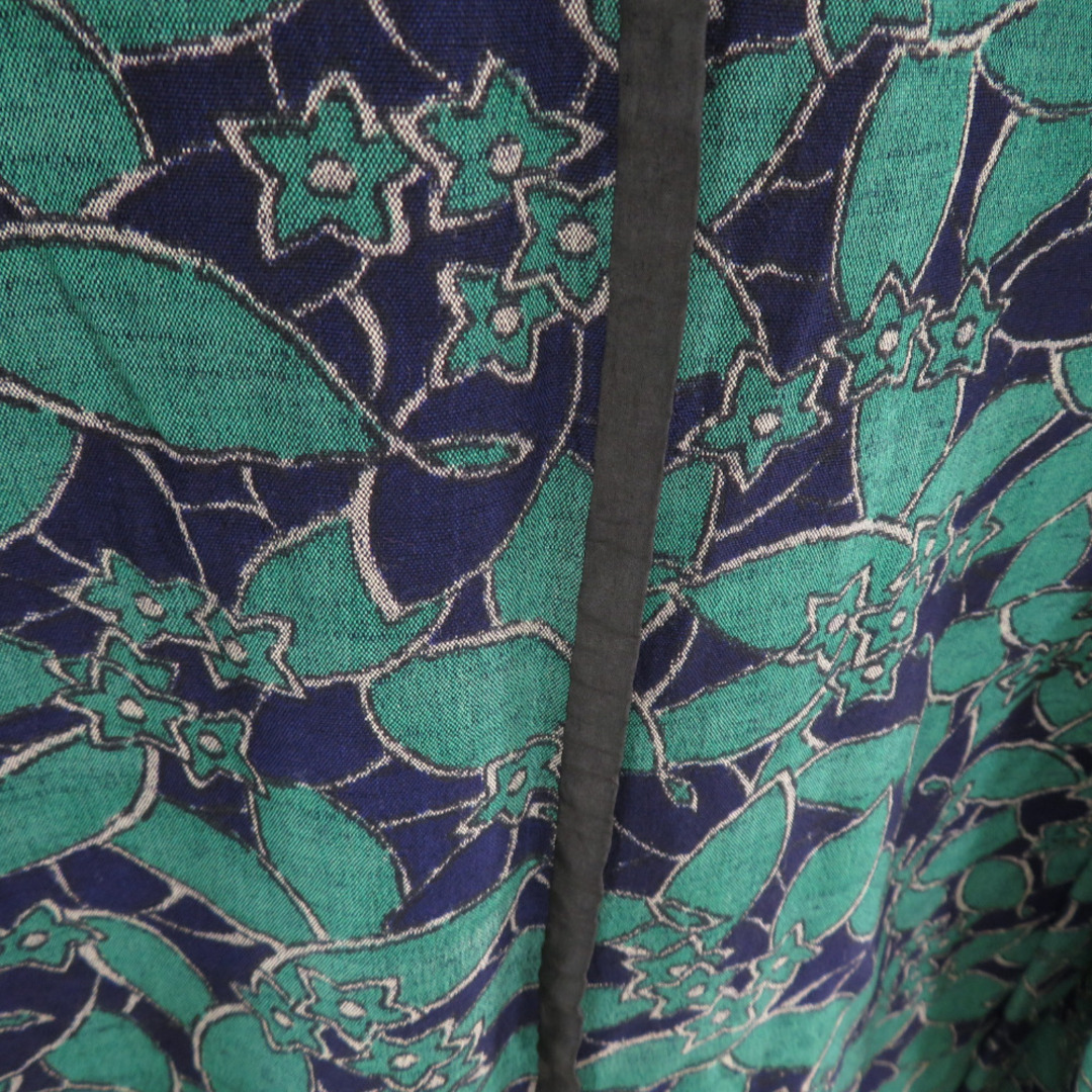 ウール着物 単衣 野花文様 織り柄 紺色 バチ衿 カジュアルきもの 普段着物 仕立て上がり 身丈145cm レディースの水着/浴衣(着物)の商品写真