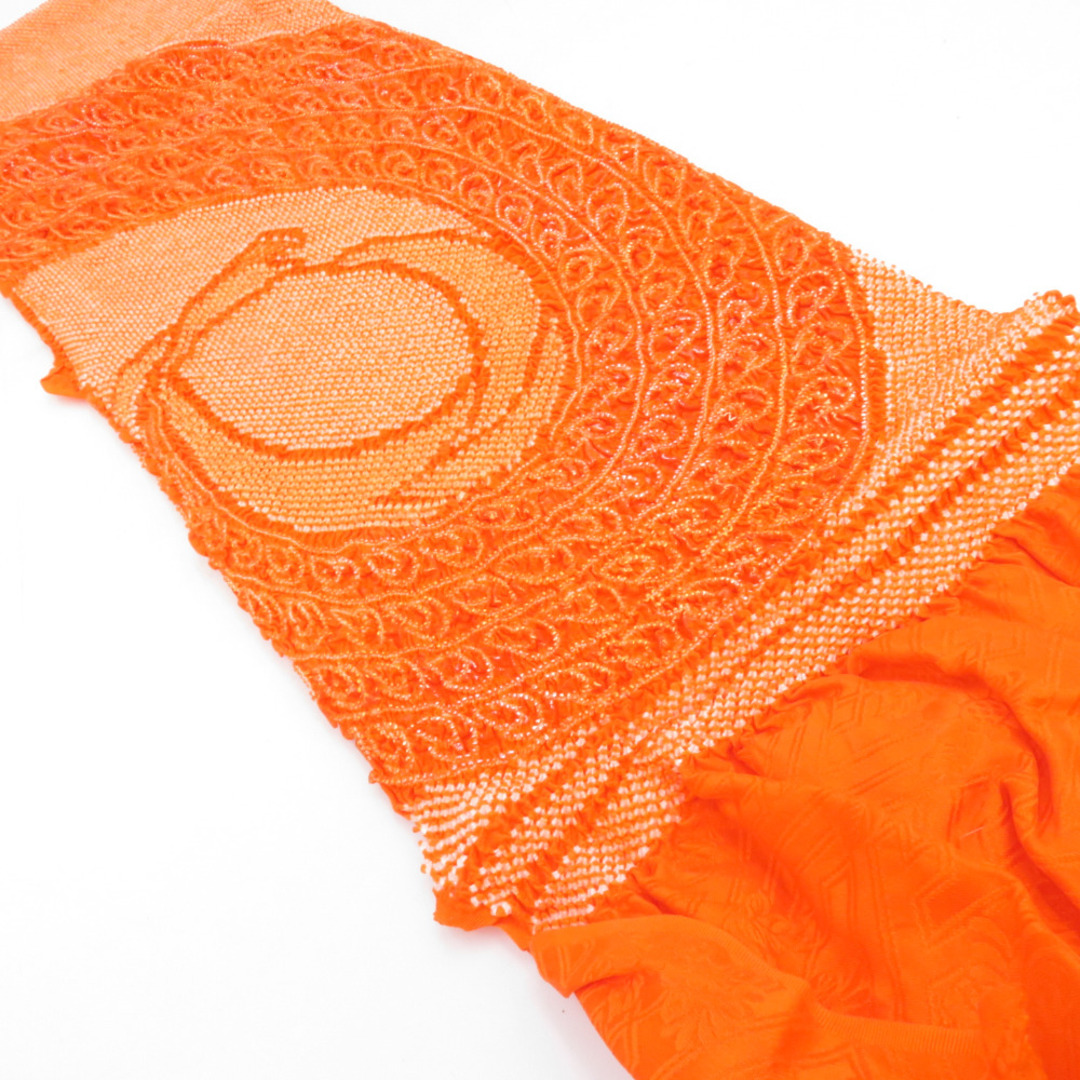 帯締め・帯揚げセット 正絹 振袖用 絞り 丸組 橙色 絹100% 和装小物 木箱入 レディースの水着/浴衣(和装小物)の商品写真
