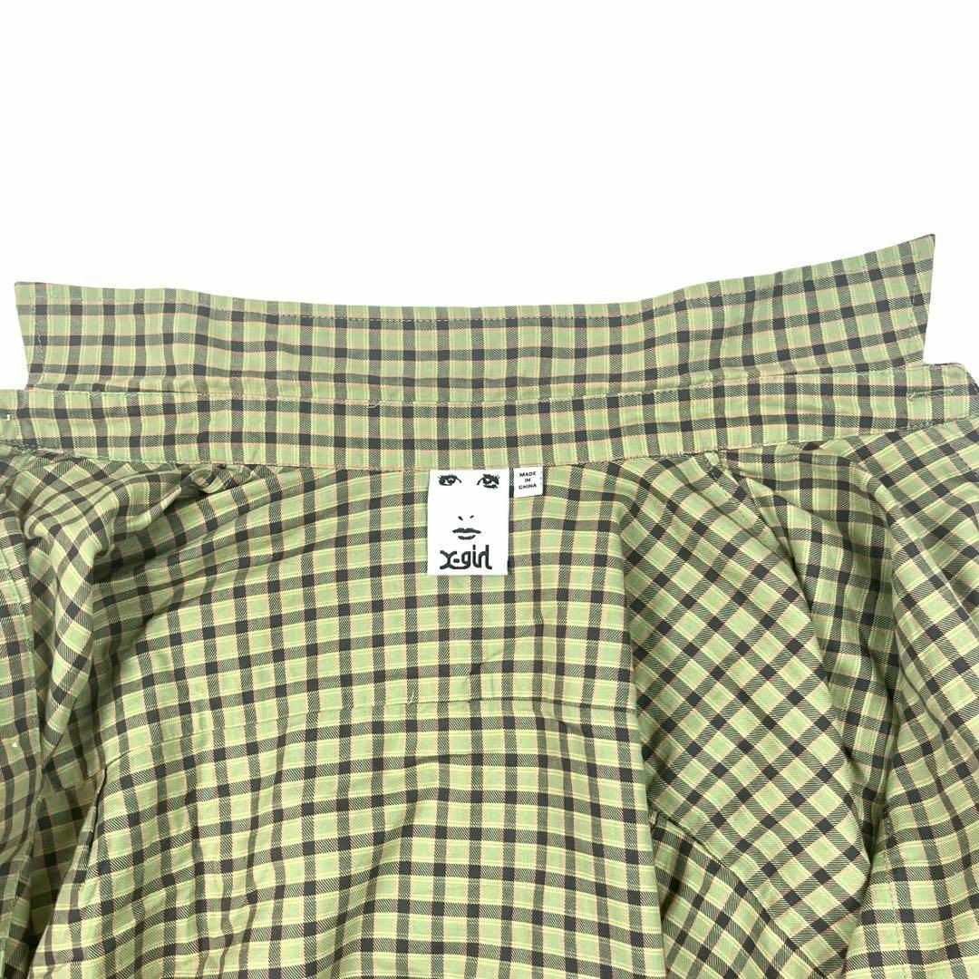 X-girl(エックスガール)のx-girl エックスガール チェックシャツ サイズ１ Sサイズ グリーン レディースのトップス(シャツ/ブラウス(長袖/七分))の商品写真