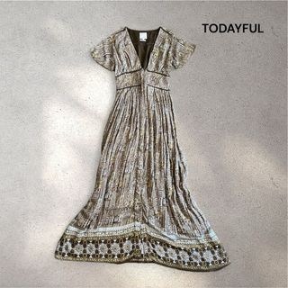 トゥデイフル(TODAYFUL)のトゥデイフル コルセットワンピース 超ロング マキシ丈 ペイズリー柄 Sサイズ(ロングワンピース/マキシワンピース)