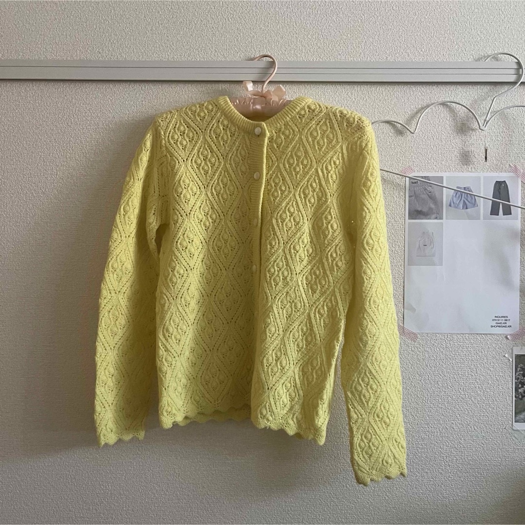 VINTAGE(ヴィンテージ)のvintage design yellow cardigan レディースのトップス(カーディガン)の商品写真