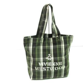 ヴィヴィアンウエストウッド(Vivienne Westwood)のVivienneWestwood(ヴィヴィアンウエストウッド) トートバッグ - ライトグリーン×黒×アイボリー チェック柄 ジャガード(トートバッグ)