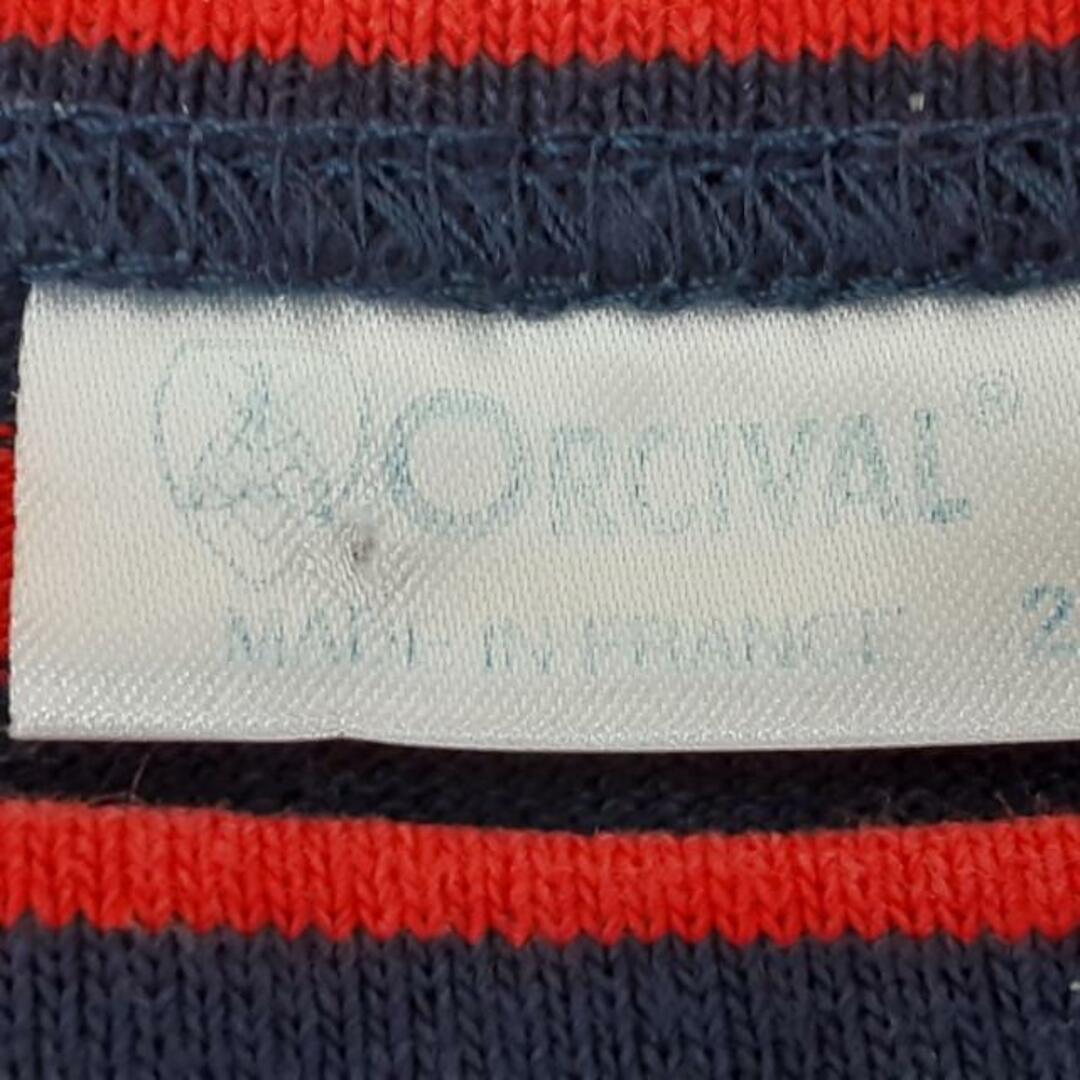 ORCIVAL(オーシバル)のORCIVAL(オーシバル) 長袖カットソー サイズ2 M レディース美品  - ダークネイビー×レッド クルーネック/ボーダー レディースのトップス(カットソー(長袖/七分))の商品写真