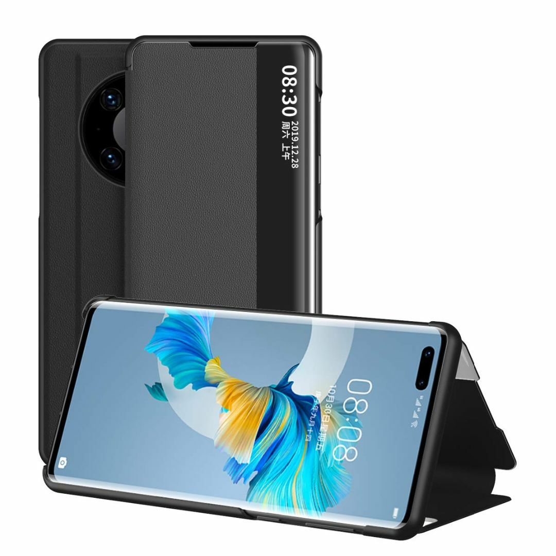 【色:ブラック】ケース Huawei Mate40 Pro,手帳型 ミラー 知能 スマホ/家電/カメラのスマホアクセサリー(その他)の商品写真