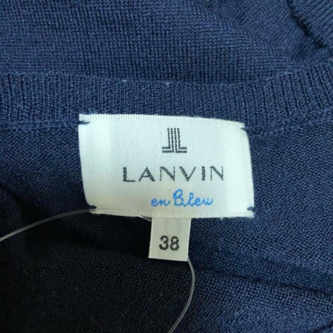 LANVIN en Bleu(ランバンオンブルー)のLANVIN en Bleu(ランバンオンブルー) 長袖セーター サイズ38 M レディース - ダークネイビー×黒 クルーネック/リボン レディースのトップス(ニット/セーター)の商品写真