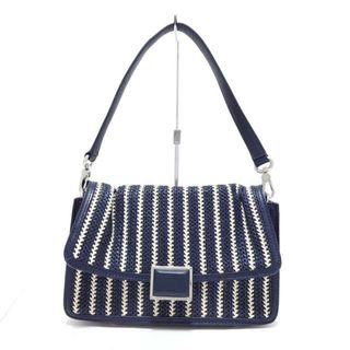 マークバイマークジェイコブス(MARC BY MARC JACOBS)のMARC BY MARC JACOBS(マークバイマークジェイコブス) ショルダーバッグ - ダークネイビー×アイボリー ストロー×レザー(ショルダーバッグ)