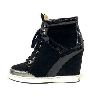 ジミーチュウ(JIMMY CHOO)のJIMMY CHOO(ジミーチュウ) ショートブーツ 39 レディース - 黒×シルバー インヒール/スター(星) スエード×エナメル（レザー）×レザー(ブーツ)