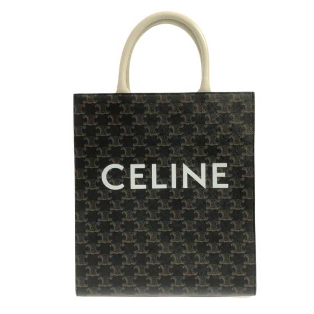 celine(セリーヌ)のCELINE(セリーヌ) トートバッグ美品  スモール バーティカル カバ 黒×ブラウン×アイボリー トリオンフキャンバス×カーフスキン レディースのバッグ(トートバッグ)の商品写真