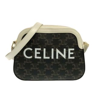 セリーヌ(celine)のCELINE(セリーヌ) ショルダーバッグ美品  スモール カメラバッグ 黒×ダークブラウン×アイボリー トリオンフキャンバス×カーフスキン(ショルダーバッグ)