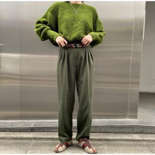 VINTAGE - vintage tuck pants KHAKI