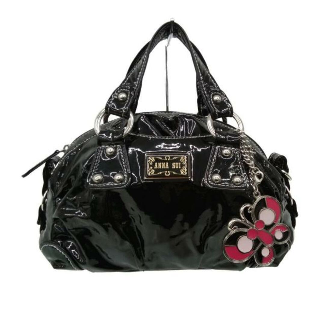 ANNA SUI(アナスイ)のANNA SUI(アナスイ) ハンドバッグ - 黒 エナメル（合皮） レディースのバッグ(ハンドバッグ)の商品写真