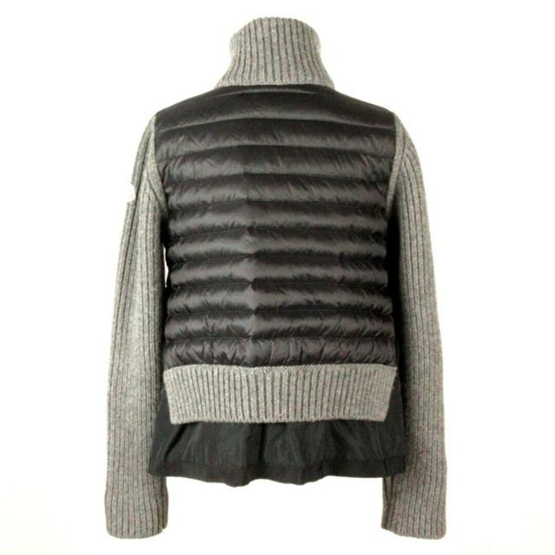 MONCLER(モンクレール)のMONCLER(モンクレール) ダウンジャケット サイズS レディース MAGLIONE TRICOT CARDIGAN(マリオーネトリコットカーディガン) 黒×ダークグレー 長袖/袖ニット/秋/冬 レディースのジャケット/アウター(ダウンジャケット)の商品写真