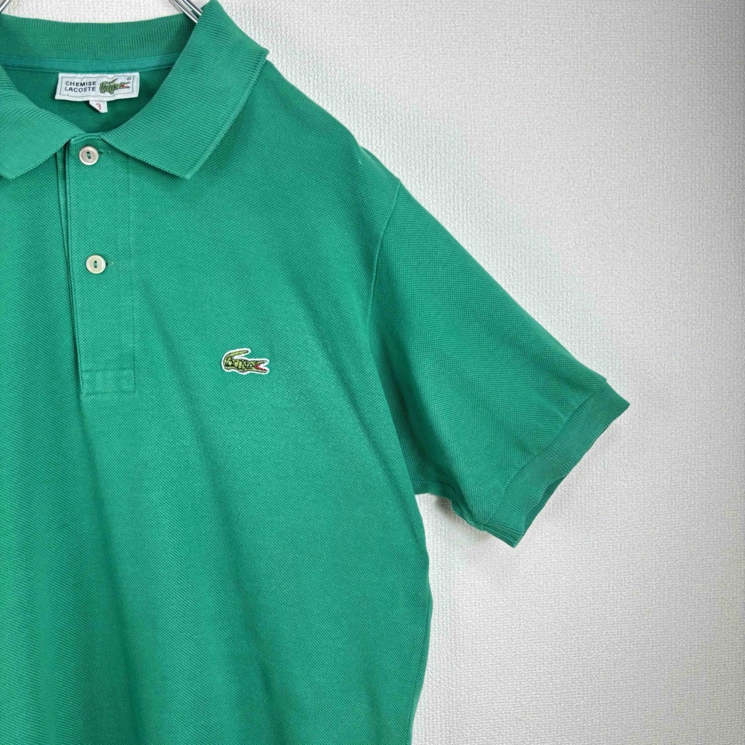 LACOSTE(ラコステ)のラコステ　LACOSTE ポロシャツ　3 S〜M シュミラコ　グリーン　古着 メンズのトップス(ポロシャツ)の商品写真