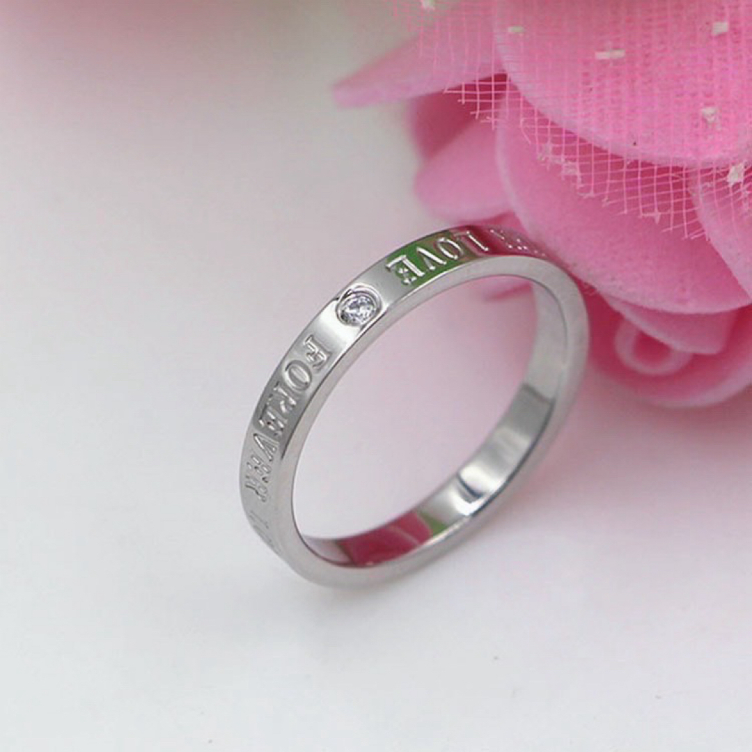 Forever Love ステンレスリング ステンレス指輪 ピンキー シルバー  レディースのアクセサリー(リング(指輪))の商品写真
