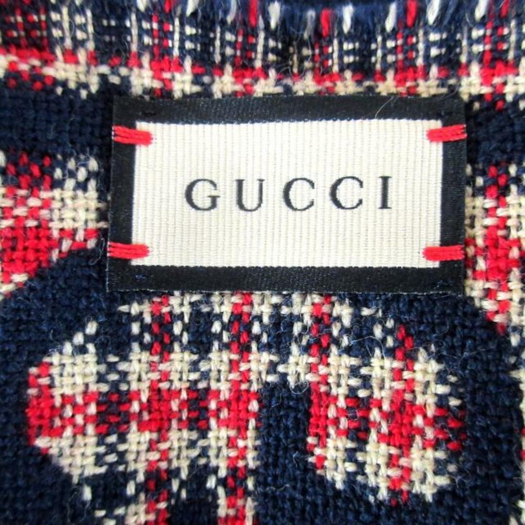 Gucci(グッチ)のGUCCI(グッチ) ストール(ショール) - ダークネイビー×レッド×アイボリー GG柄 ウール レディースのファッション小物(マフラー/ショール)の商品写真