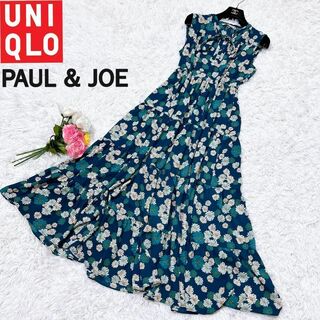 UNIQLO - ■PAUL&JOE ユニクロ マキシ丈フレアワンピース 花柄 ネイビー