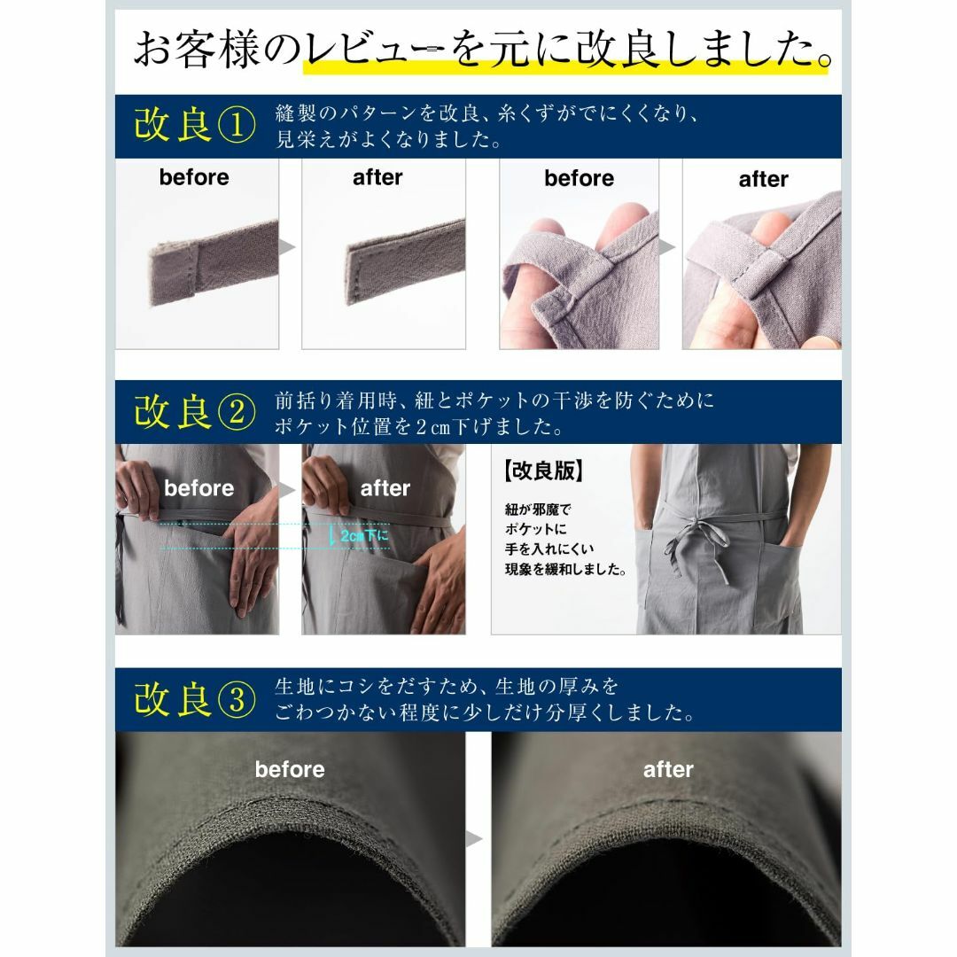 【色: ブラック】[Chapdaddy] エプロン メンズ 男性用 前掛け 撥水 インテリア/住まい/日用品のキッチン/食器(その他)の商品写真