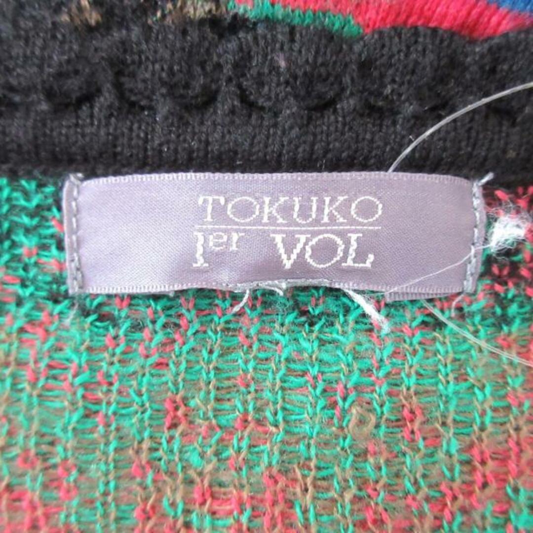 TOKUKO 1er VOL(トクコプルミエヴォル)のTOKUKO 1er VOL(トクコ・プルミエヴォル) ワンピース サイズ9 M レディース 黒×レッド×マルチ ニットワンピ レディースのワンピース(その他)の商品写真